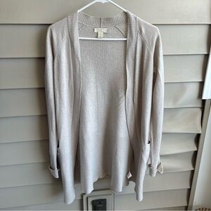 St Tropez West Womens Medium Taupe Beige‎ Gray Open Front Cashmere Cardigan
